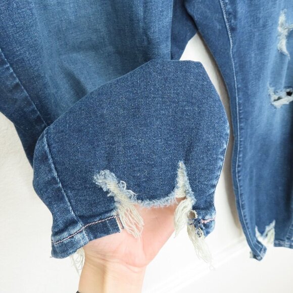 Lane Bryant Plus Size 28 Curvy Fit High Rise Skinny Distressed Dark Denim Jeans - Picture 6 of 13